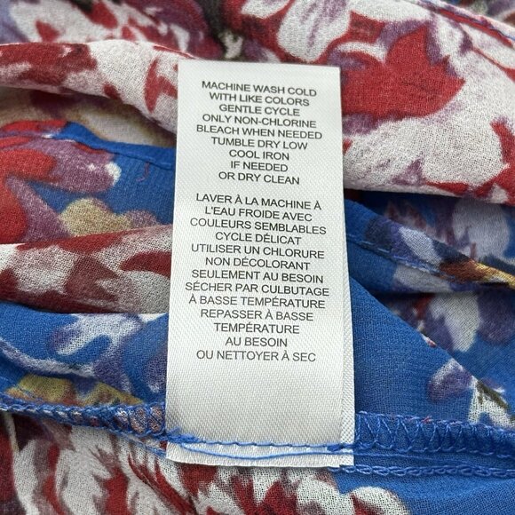 Elie Tahari Size Small Spring Blossom Print Sheer Chiffon Long Sleeve Blouse NWT - Picture 7 of 11